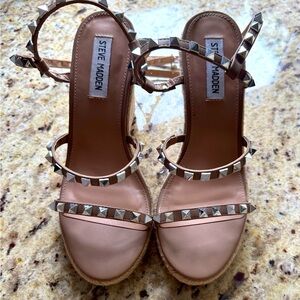 Steve Madden Nude Wedges with Studded Straps